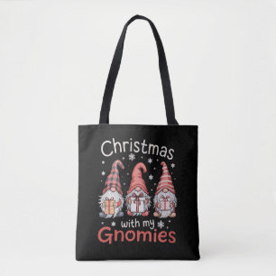 Family Christmas WIth My Gnomies Buffalo Plaid Tote Bag