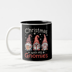 Family Christmas WIth My Gnomies Buffalo Plaid Two-Tone Coffee Mug