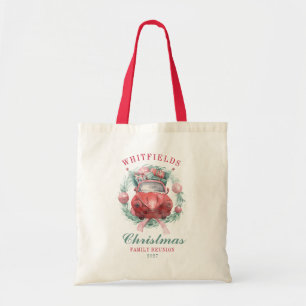 Family Christmas Wreath Red Car Matching Holiday Tote Bag