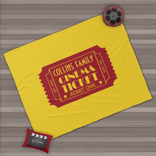 Family Cinema Ticket Custom Name Fleece Blanket