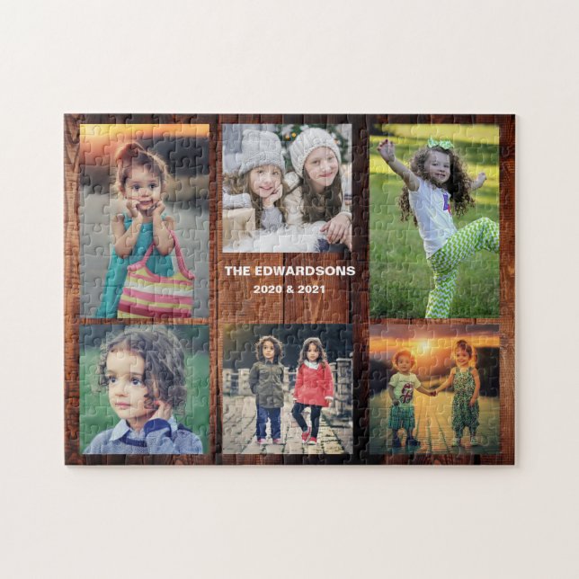 Family collage 6 photos and family name jigsaw puz jigsaw puzzle (Horizontal)
