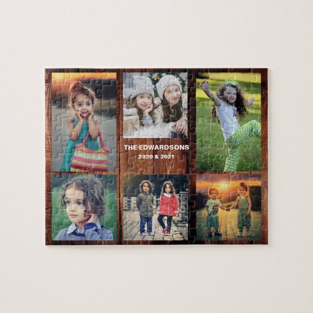 Family collage 6 photos and family name jigsaw puz jigsaw puzzle (Horizontal)
