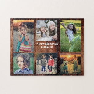 Family collage 6 photos and family name jigsaw puz puzzle