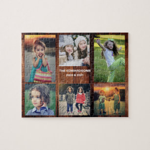Family collage 6 photos and family name jigsaw puz puzzle