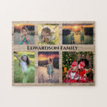 Family collage 6 photos and family name jigsaw puzzle<br><div class="desc">Family name,  custom photo collage jigsaw puzzle
You can personalise it and add your most beautiful photos,  family name and text. Great fun !</div>