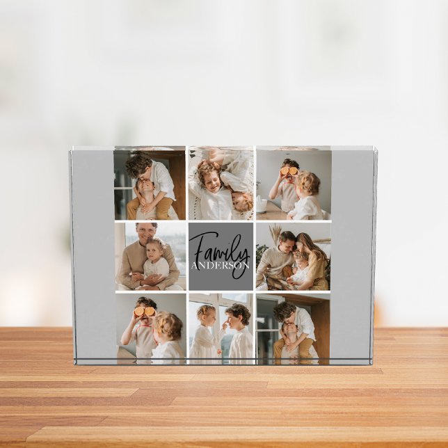 Family Collage Photo & Personalised Grey Gift (Creator Uploaded)