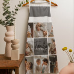 Family Collage Photo & Personalised Grey Gift Apron<br><div class="desc">Create a beautiful and personalised family collage with eight photos, accompanied by a personalised family name in grey. This unique and thoughtful gift is perfect for commemorating special moments and celebrating the love and bond within a family. The collage features eight carefully selected photos that you can provide, showcasing cherished...</div>