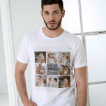 Family Collage Photo & Personalised Grey Gift T-Shirt<br><div class="desc">Create a beautiful and personalised family collage with eight photos, accompanied by a personalised family name in grey. This unique and thoughtful gift is perfect for commemorating special moments and celebrating the love and bond within a family. The collage features eight carefully selected photos that you can provide, showcasing cherished...</div>