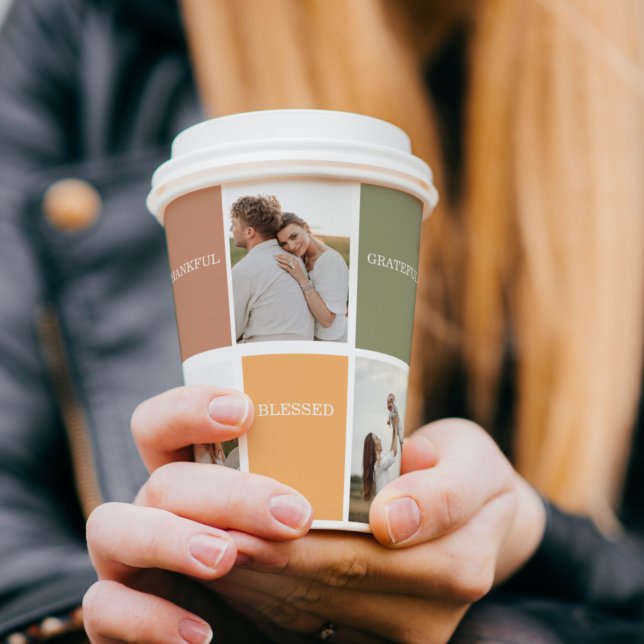 Family Collage Photo | Thankful Blessed Grateful Paper Cups (Creator Uploaded)
