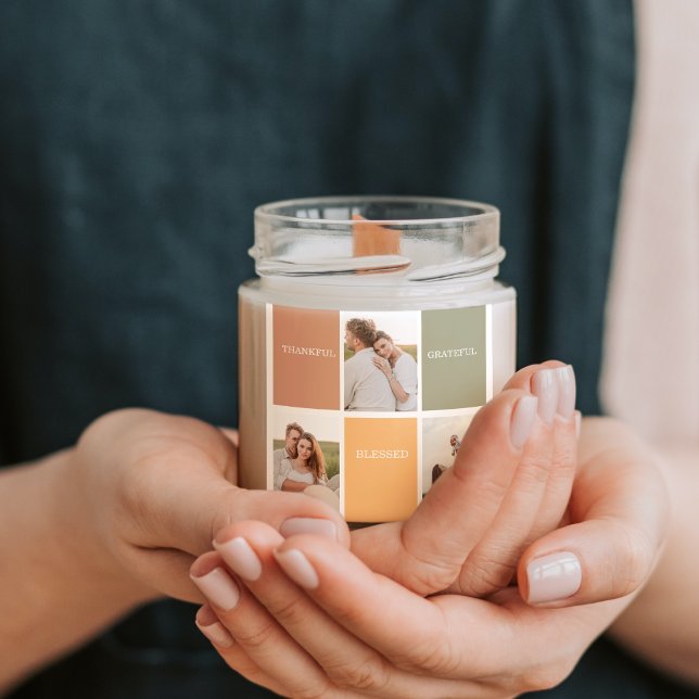 Family Collage Photo | Thankful Blessed Grateful Square Sticker (Creator Uploaded)