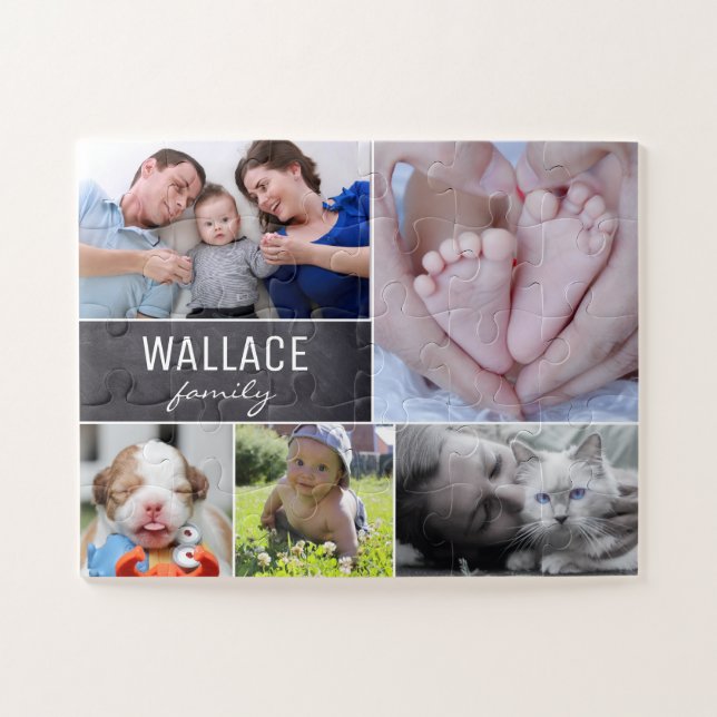 Family Collage photos family name personalized Jigsaw Puzzle (Horizontal)