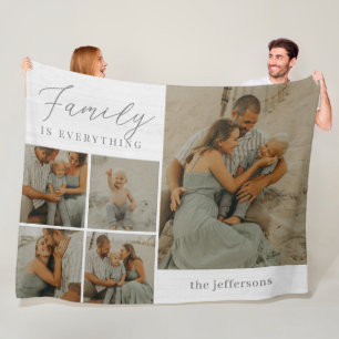 Family Collage Rustic Modern Personalised Blanket