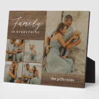 Family Collage Rustic Modern Photo Desktop Plaque