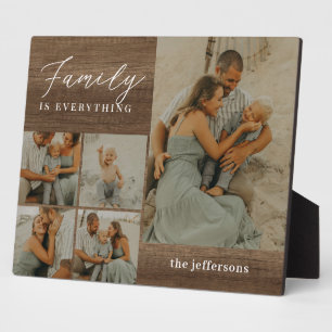 Family Collage Rustic Modern Photo Desktop Plaque