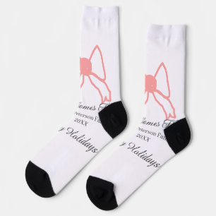 Family comes first red bow family name holidays socks