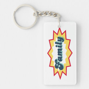 Family, comic book pop design key ring