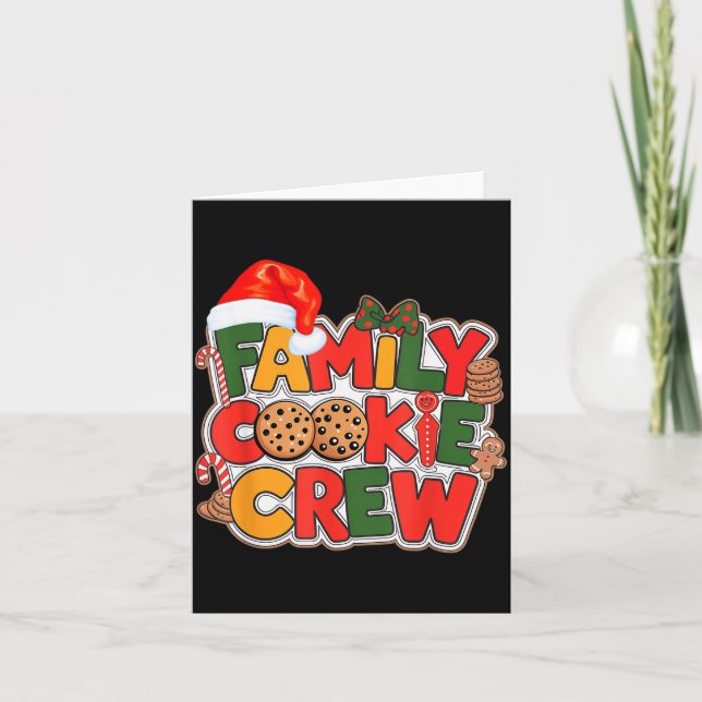 Family Cookie Crew Eating Christmas Gingerbread Te Card (Front)