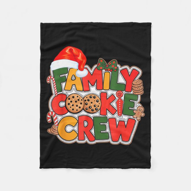 Family Cookie Crew Eating Christmas Gingerbread Te Fleece Blanket (Front)