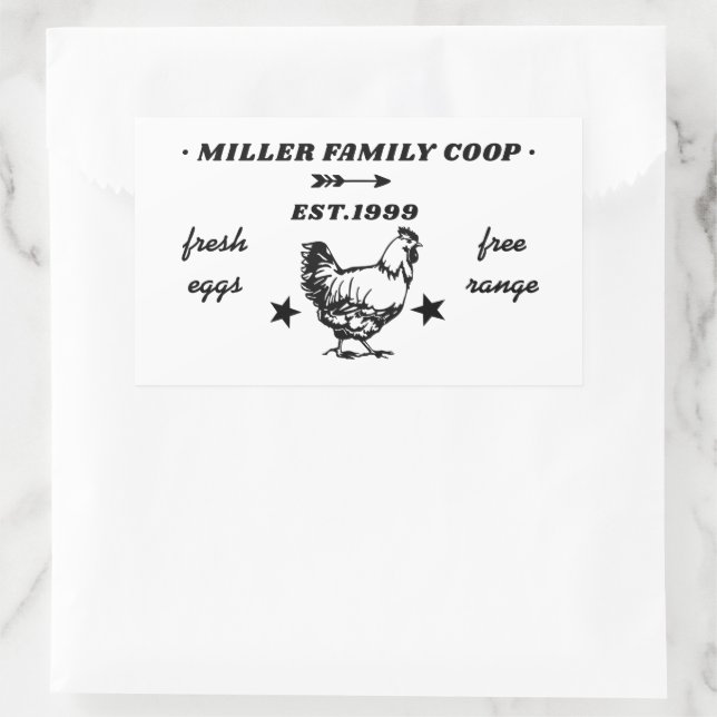 Family Coop Hen Fresh Eggs Rectangular Sticker (Bag)