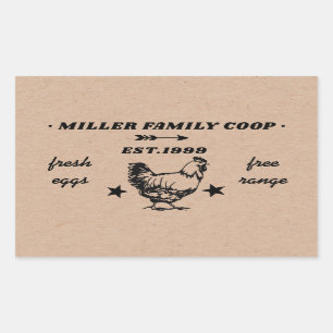family coop hen fresh eggs rectangular sticker