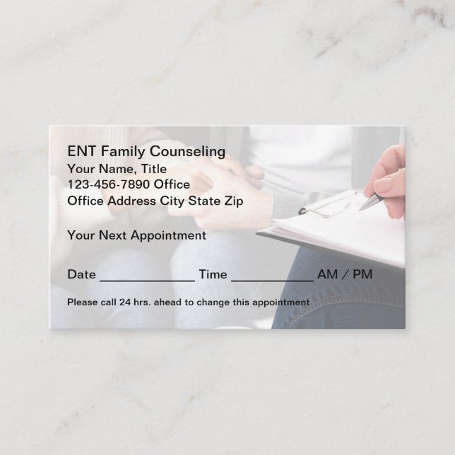 Family Counseling And Psychotherapy  Appointment Card (Front)