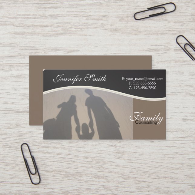 Family Counseling | Professional Counsellors Business Card (Front/Back In Situ)