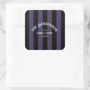 Family Coven Crew Black Purple Stripe Halloween Square Sticker