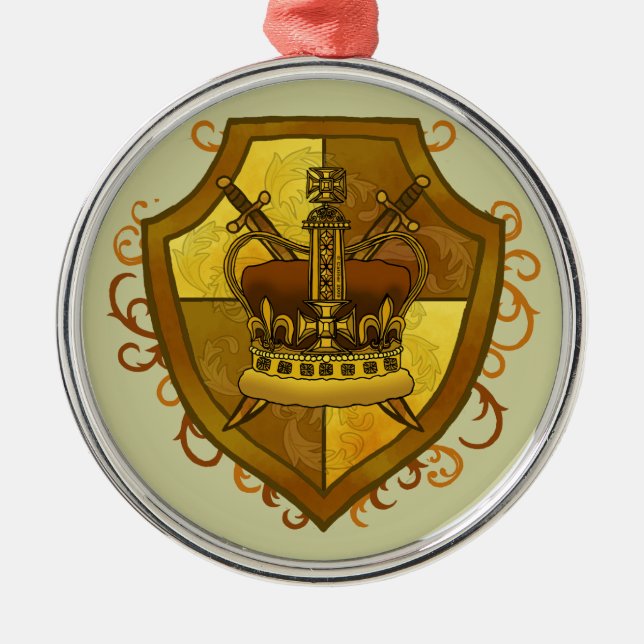  Family Crest Crown Sword Shield ornament (Front)