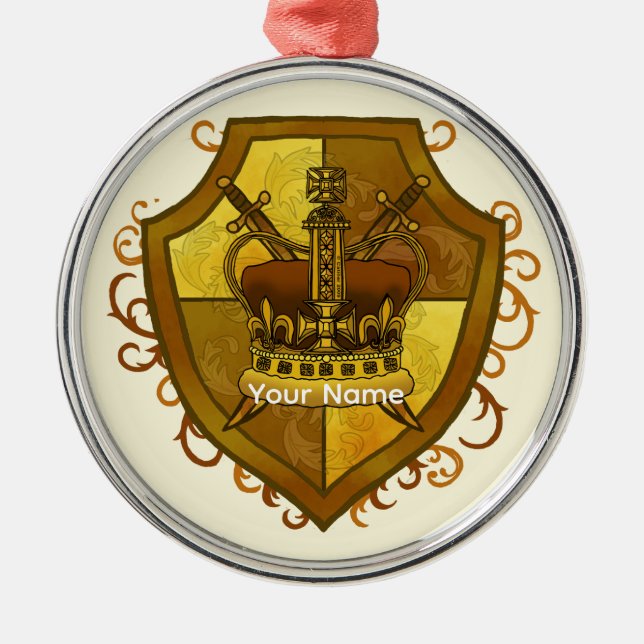  Family Crest Crown Sword Shield ornament (Front)