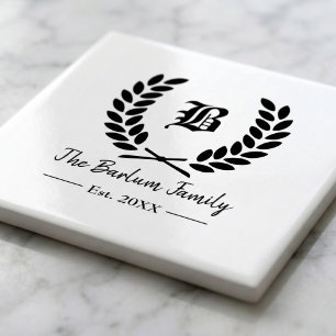 Family Crest Monogram Ceramic Tile