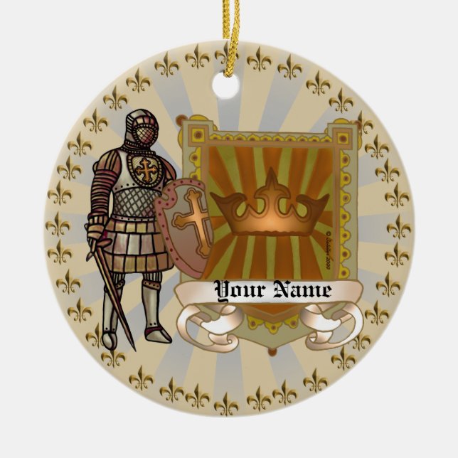 Family Crest Shield Surname Ceramic Ornament (Front)
