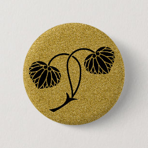 [Family Crests] 2 hollyhock leaves 6 Cm Round Badge