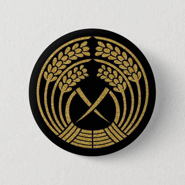 [Family Crests] Hugging rice ear Button (Front)