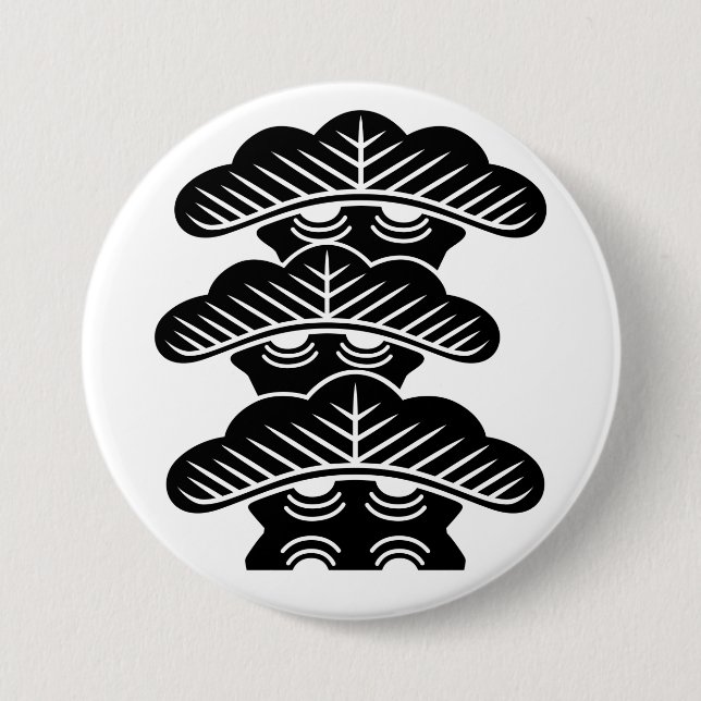 [Family Crests] Left-aligned 3tiered pine trees 7.5 Cm Round Badge (Front)