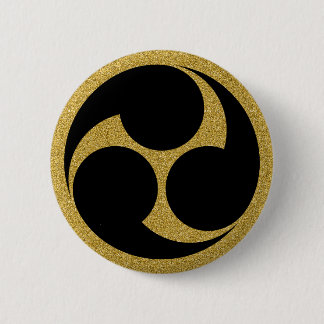 [Family Crests] Left-hand Mitsudomoe 6 Cm Round Badge