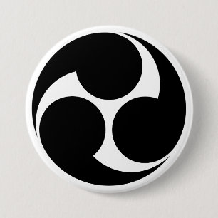 [Family Crests] Left-rotating Mitsu-domoe 7.5 Cm Round Badge