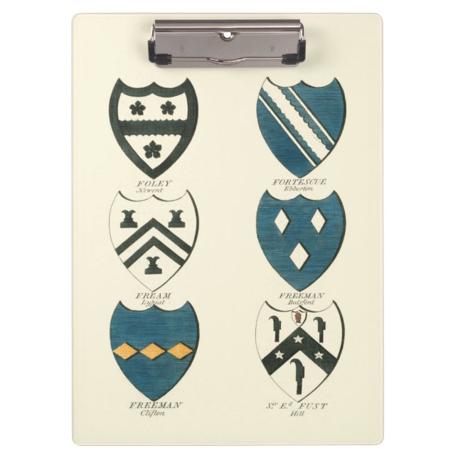 Family Crests of Various English Houses Clipboard (Front)