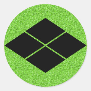 [Family Crests] Takeda-bishi green Classic Round Sticker