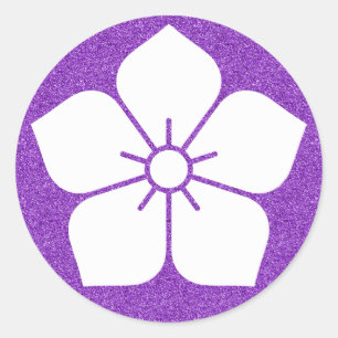 [Family Crests] White Kikyo flower Button Classic Round Sticker