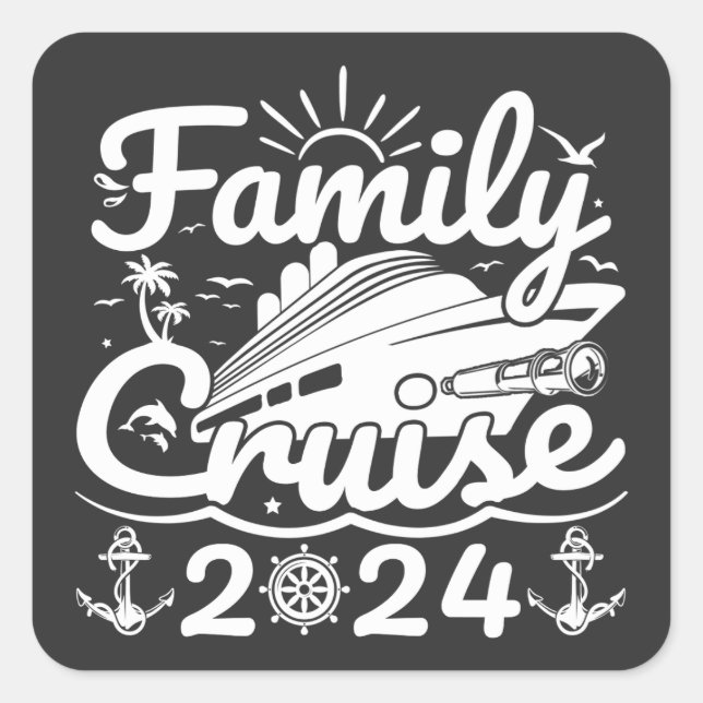 Family Cruise 2024 Cool Funny Family Trip Cruise Square Sticker (Front)