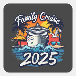 Family Cruise 2025 Family Matching Crew Ship Square Sticker