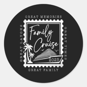 Family Cruise 2025 Trip Retro Stamp Family Classic Round Sticker