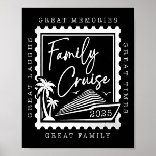 Family Cruise 2025 Trip Retro Stamp Family Poster