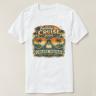 Family Cruise 2026 Retro Sunset Design | Matching T-Shirt