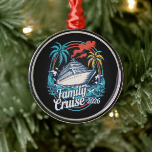 Family Cruise 2026 Summer Beach Vacation Family Metal Ornament