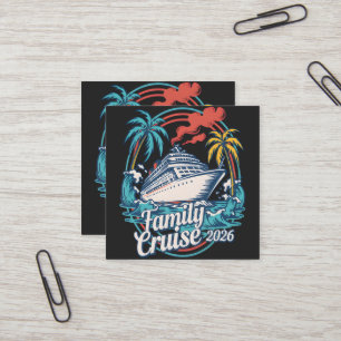 Family Cruise 2026 Summer Beach Vacation Family Square Business Card