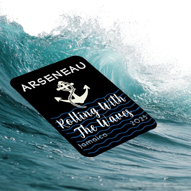 Family Cruise Anchor Black Door Marker Personalise Magnet (Cruise Ship Cabin door Marker! Personalize!)