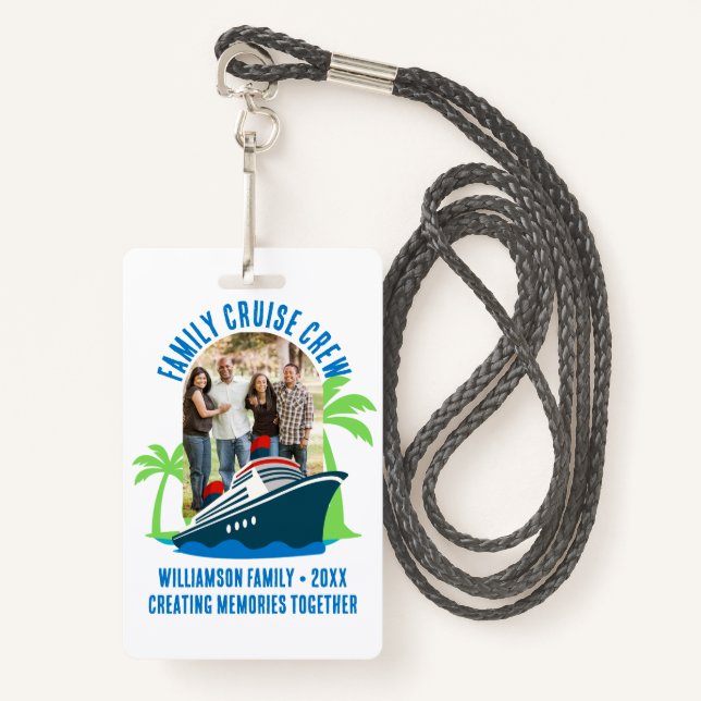 FAMILY CRUISE CREW Photo Holiday Travel ID Badge (Front with Lanyard)