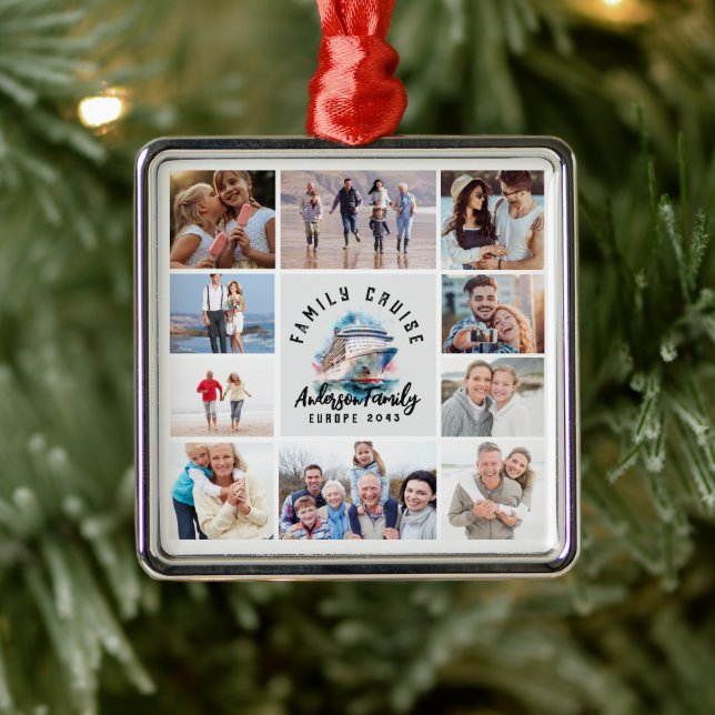 Family Cruise Memories Keepsake Photo Collage Metal Ornament (Tree)