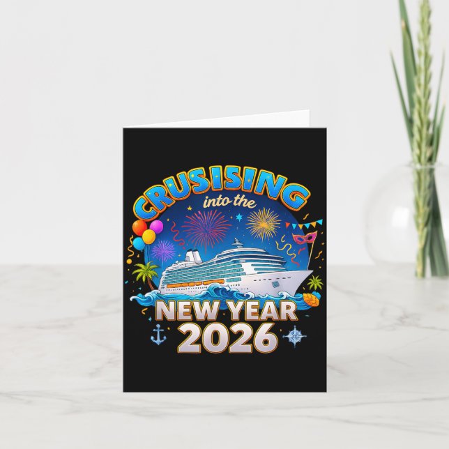 Family Cruise New Year 2026 Vacation  Card (Front)